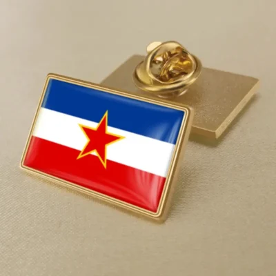 A pin featuring the Serbian flag, ideal for wholesale Yugoslavia flag pin collections.