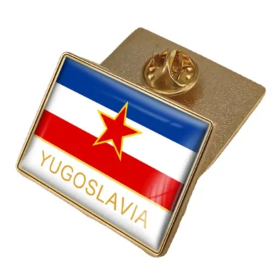 A pin featuring the Serbian flag, ideal for wholesale Yugoslavia flag pin collections.