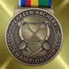 Medalla personalizada con la inscripción "Peakeen Archery Championship" para el reconocimiento de competiciones de tiro con arco.
