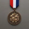 A medal featuring chess pieces, symbolizing achievement in chess competitions.