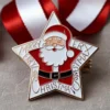 Festive custom pin showcasing Santa Claus with "Peakeen Merry Christmas" text, ideal for holiday events and gifts.