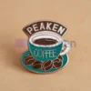 Custom enamel pin featuring a peakeen coffee design, perfect for coffee lovers and collectors.