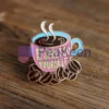 Custom enamel pin featuring a peakeen coffee design, perfect for coffee lovers and collectors.