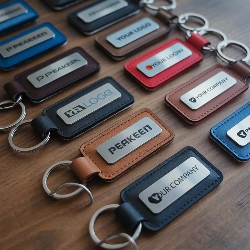 Custom leather keychain designed for personalization, ideal for keeping keys organized and stylish.