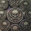 Individuell gestaltete Piratenmünze mit einem Totenkopfmuster, das Abenteuer und Schätze auf hoher See symbolisiert.