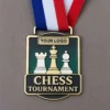 Square-shaped chess tournament medal featuring your logo prominently displayed in the center.