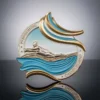 Una medaglia di nuoto personalizzata che raffigura un nuotatore in acqua, a rappresentare la dedizione e il successo nelle gare di nuoto.