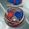 Custom table tennis medal featuring a ping pong ball and a tennis racket design.