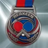 Custom table tennis medal featuring a ping pong ball and a tennis racket design.