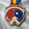 Custom table tennis medal featuring a ping pong ball and a tennis racket design.