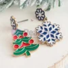 Custom Christmas earrings featuring a festive Christmas tree and candy cane design, perfect for holiday celebrations.