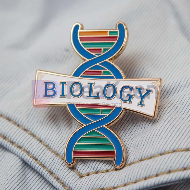 Custom pin featuring the word "Biology," designed for science enthusiasts and educators.