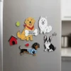 A refrigerator adorned with dog-themed magnets that read "best friends," showcasing a playful friendship theme.