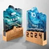 2 trophées en cristal avec base en bois