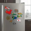 A refrigerator adorned with colorful magnets representing various countries from around the world.