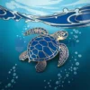 Un chapeau vert orné d'une épingle à tortue personnalisée, un accessoire unique et ludique.