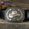 Una hebilla de cinturón del Oeste con un elegante diseño de sombrero vaquero, que muestra la estética clásica del Oeste.