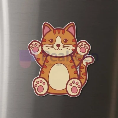 A collection of colorful cat and dog stickers designed as custom animal fridge magnets.