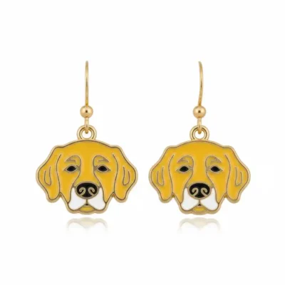 Golden retriever dog earrings featuring a detailed design, perfect for dog lovers and pet enthusiasts.