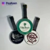 Trois étiquettes pour sacs de golf portant le logo du Palm Beach Golf Club, avec des couleurs vives et des motifs uniques.