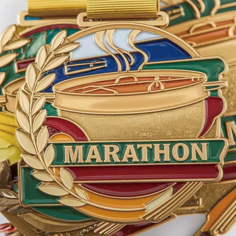 hot pot medals with text marathon