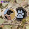 K9 unit coin displayed prominently, showcasing its design and significance in honoring canine service members.