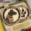 A K9 unit coin featuring a detailed image of a dog, symbolizing loyalty and service in law enforcement.