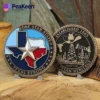 Two Texas challenge coins featuring the Texas state flag, symbolizing pride and heritage.