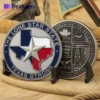 Texas state flag design on a challenge coin, symbolizing pride and heritage of Texas.