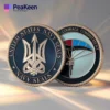 US Navy SEAL challenge coin featuring the emblem and motto, symbolizing honor and commitment to service.