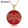 Collar con colgante de signo del zodiaco Aries rojo y dorado de esmalte blando, perfecto para añadir un toque de astrología a cualquier atuendo.