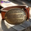 A fashionable belt showcasing the phrases "hair" and "beauty," complemented by shiny brass buckles.