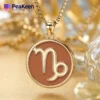 Elegante goldene Halskette mit einem Steinbock-Sternzeichen aus zarter Emaille, das die astrologische Identität des Steinbocks repräsentiert.