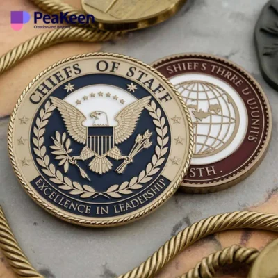 A challenge coin featuring the words "Chiefs of State" prominently displayed on its surface.