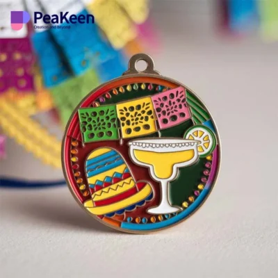 A vibrant Mexican-themed pin featuring a margarita, perfect for celebrating a festive fiesta.