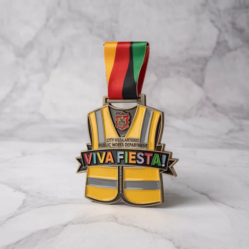A medal featuring the words "Viva Festa," celebrating the spirit of fiesta events.