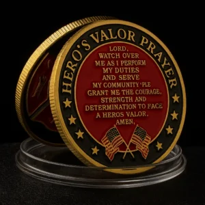 Hero's valor prayer fire fighter coins