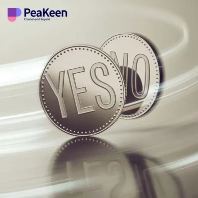 A yes-no coin from Peakeen, designed for decision-making, featuring distinct sides for easy flipping.