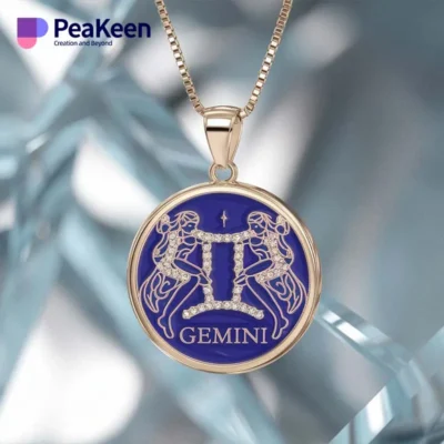 Elegante collar colgante de esmalte blando con el signo zodiacal Géminis, perfecto para los amantes de la astrología y para llevar a diario.