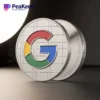 Moneta di Google con l'iconico logo di Google, simbolo dell'innovazione e della tecnologia della moneta digitale.