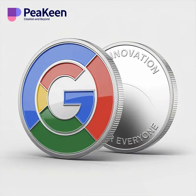 Google Coin-Logo mit dem Namen "PeaKeen" in einem modernen Design, das die Innovation der digitalen Währung symbolisiert.