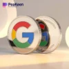 Una moneta di Google con l'iconico logo che rappresenta i progressi della moneta digitale e delle soluzioni tecnologiche.