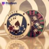 The poker champion coin featured prominently with a casino game backdrop, symbolizing excellence in poker.