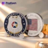 A police challenge coin featuring the repeated phrase "USA" in bold letters, symbolizing patriotism and unity.