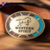 A detailed western spirit buckle featuring intricate designs, perfect for rodeo enthusiasts and stylish belt accessories.