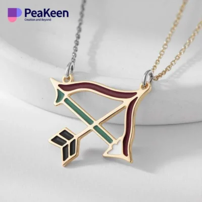 Soft enamel Sagittarius necklace featuring a delicate peeking arrow design, perfect for astrology enthusiasts.