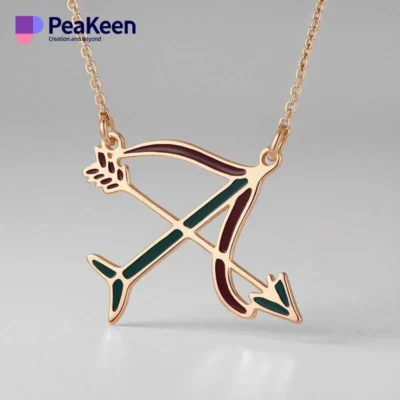 Soft enamel Sagittarius necklace featuring a delicate peeking arrow design, perfect for astrology enthusiasts.