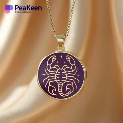 Elegant gold scorpion pendant against a black backdrop, showcasing soft enamel design, ideal for zodiac jewelry lovers.