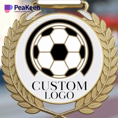 Custom logo soccer medal featuring a unique design, perfect for recognizing achievements in soccer competitions.