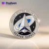 Das Emblem der US Space Force ist auf einer Silbermünze abgebildet und symbolisiert militärische Weltraumoperationen und Innovation.